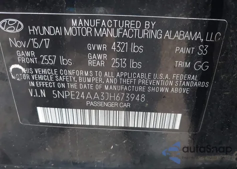 2018 Hyundai Sonata Eco z USA, uszkodzony, nr VIN 5NPE24AA3JH673948